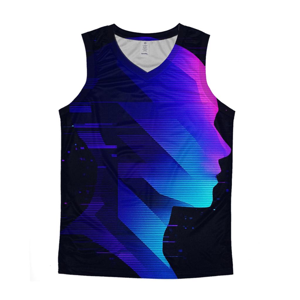 Glitch Prism Portrait Silhouette custom tank tops