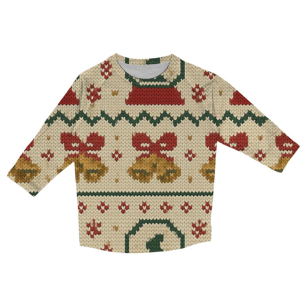 Jingle Bell Snowglobe Stripework Design casual three quarter sleeve shirts