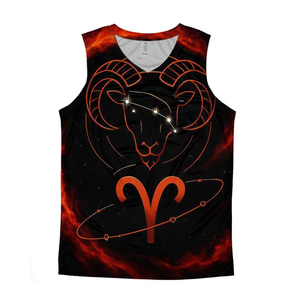 Aries Fire Ram Retrograde Orbit Emblem graphic print tank tops