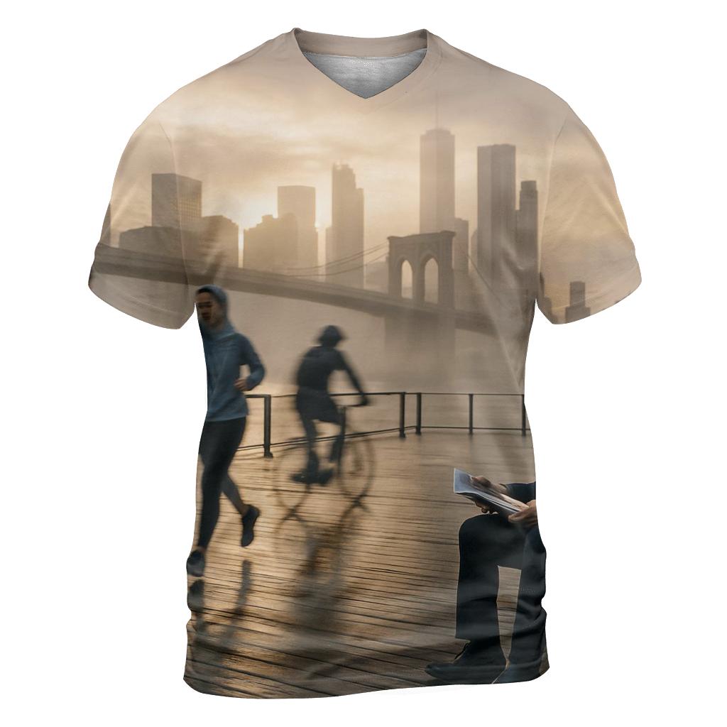 Fulton Ferry Mist And Manhattan First Light artistic all-over print tops