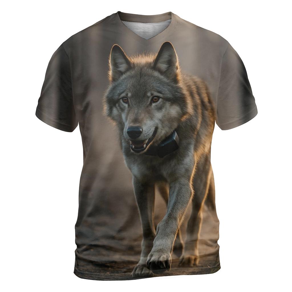 Radio Collared Wolf At The Boreal Firebreak personalized full print shirts
