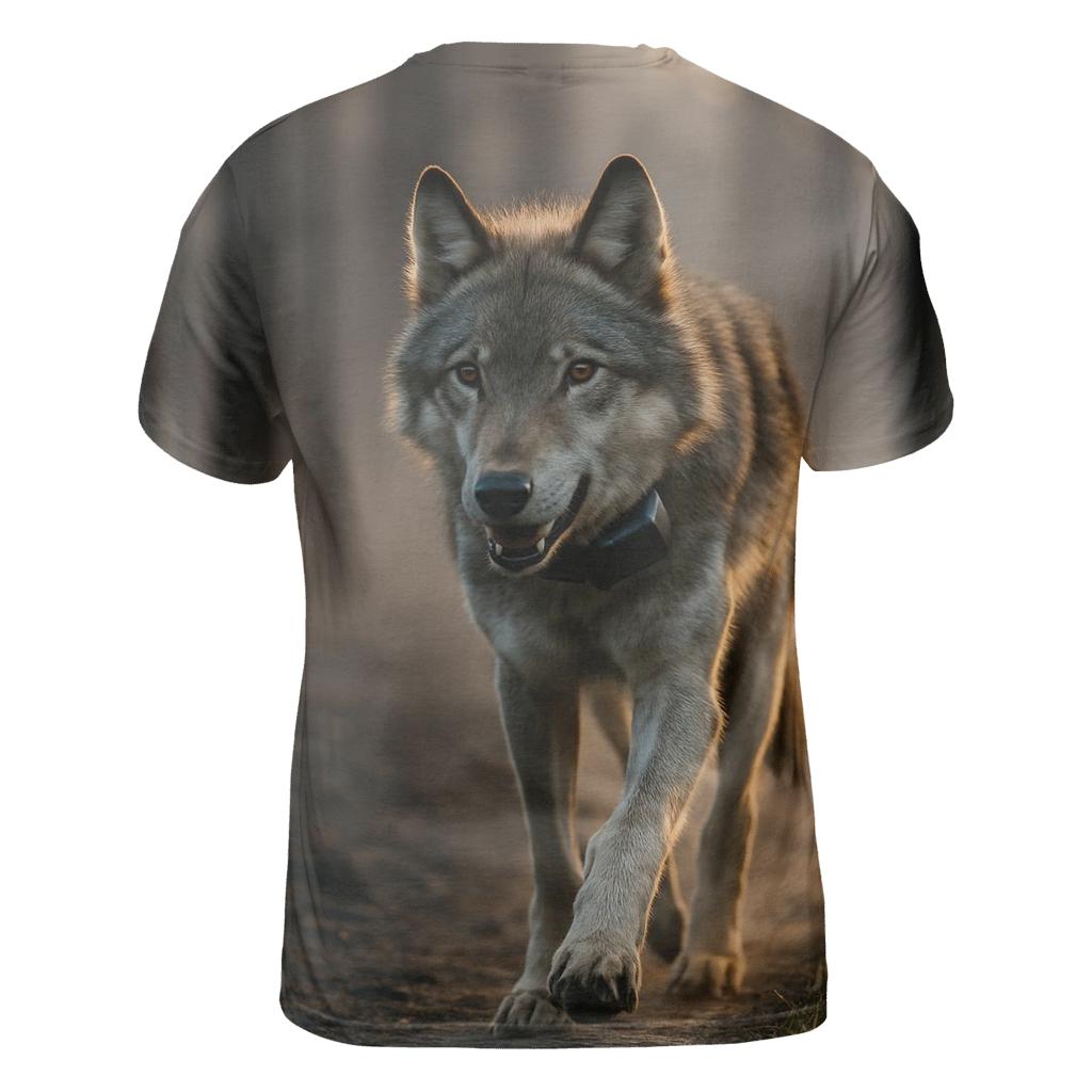 Radio Collared Wolf At The Boreal Firebreak personalized full print shirts