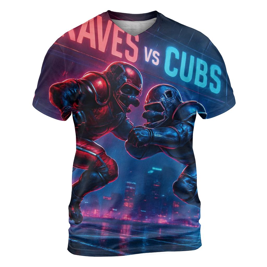 Neon Skyline Gridiron Clash Braves Versus Cubs personalized full print shirts