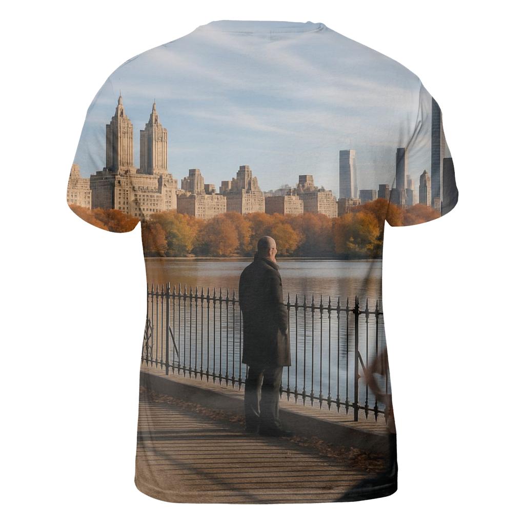Midtown Skyline Reflections From An Autumn Reservoir creative print fashion shirts