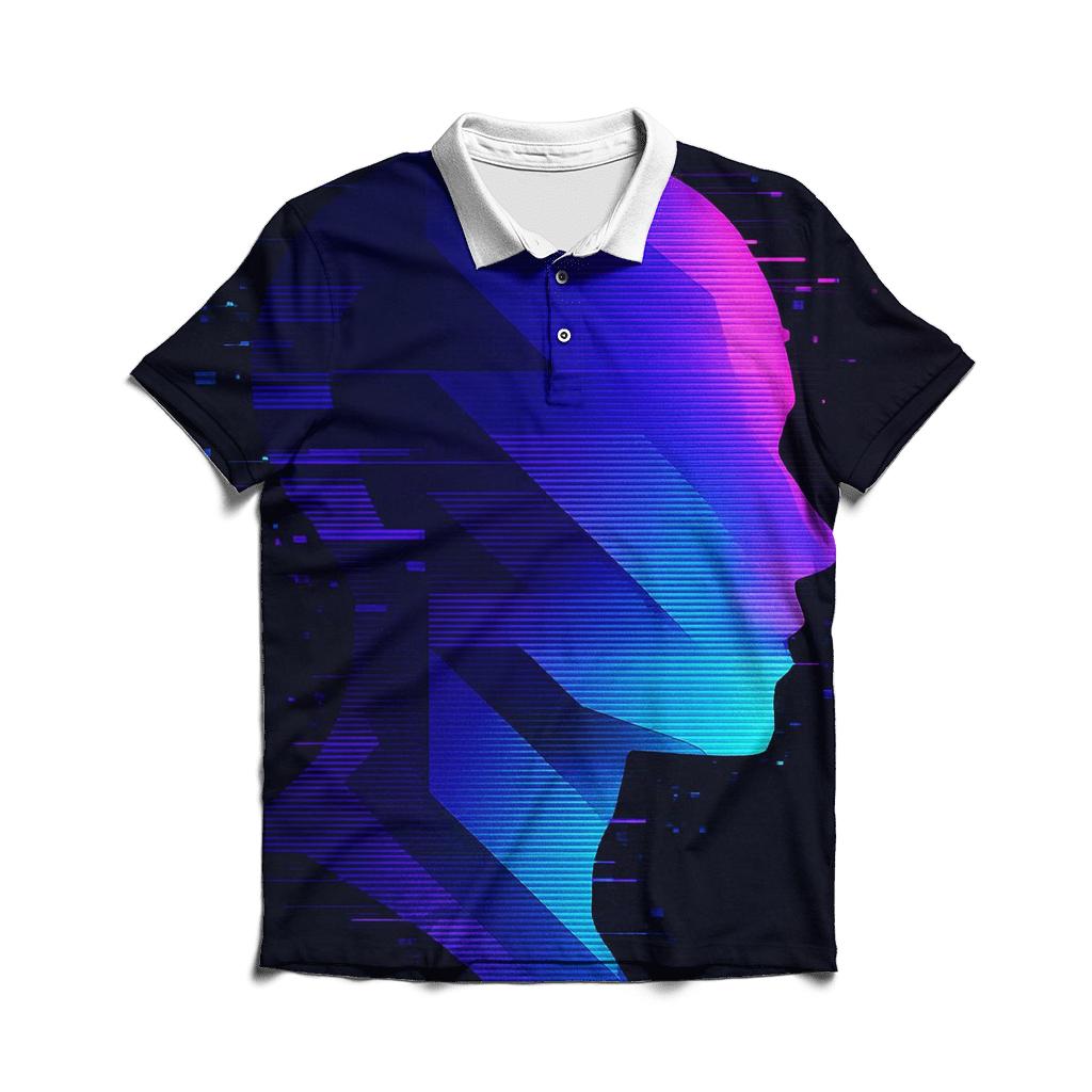 Glitch Prism Portrait Silhouette stylish collar polo tees