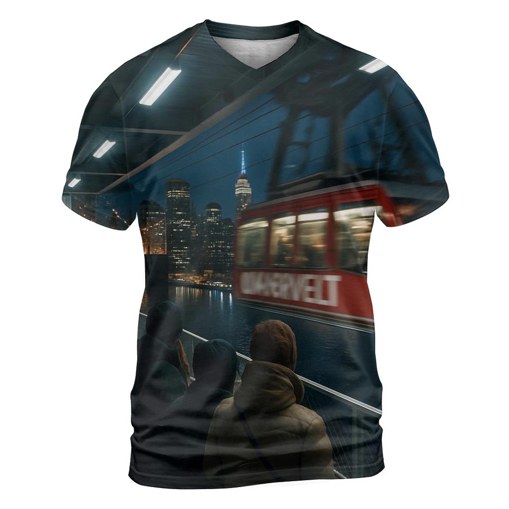 Night Shift View From The Roosevelt Island Tram Platform trendy printed shirt styles