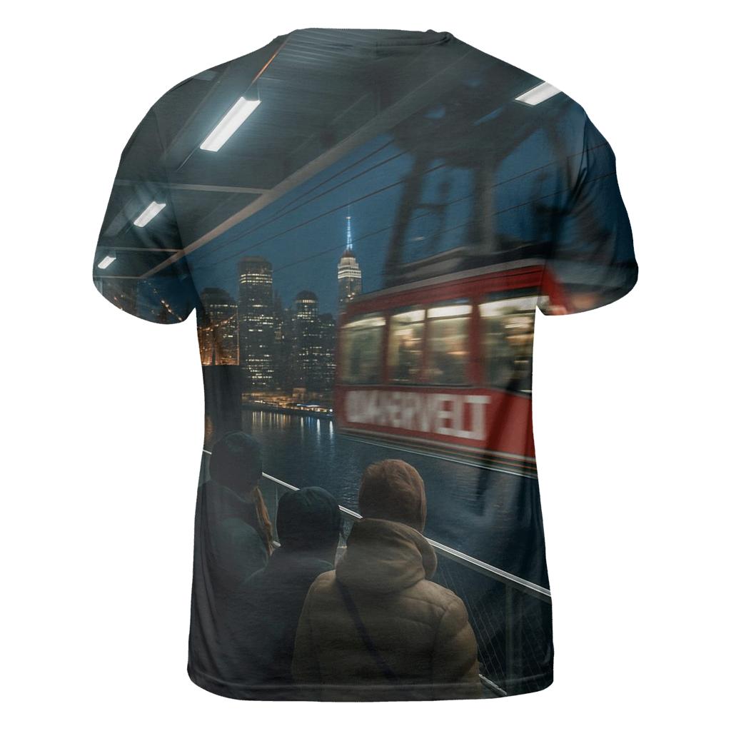 Night Shift View From The Roosevelt Island Tram Platform trendy printed shirt styles