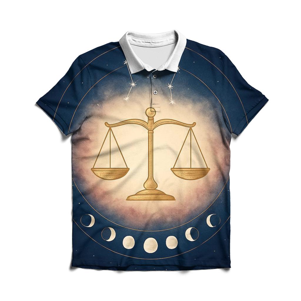 Libra Equinox Balance Lunar Dial embroidered polo tops