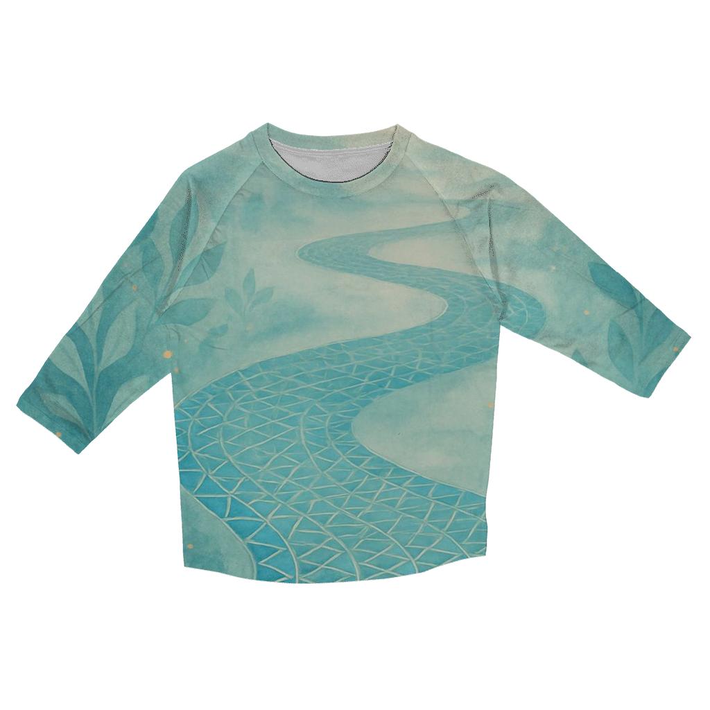 River Of Quiet Geometry printed three quarter sleeve shirts