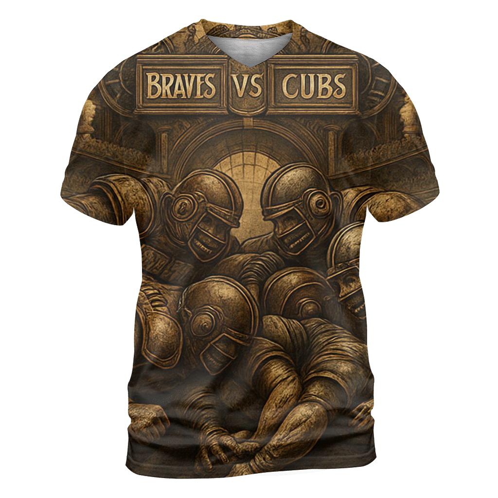 Clockwork Colosseum Braves Versus Cubs Gearline Battle statement graphic shirts