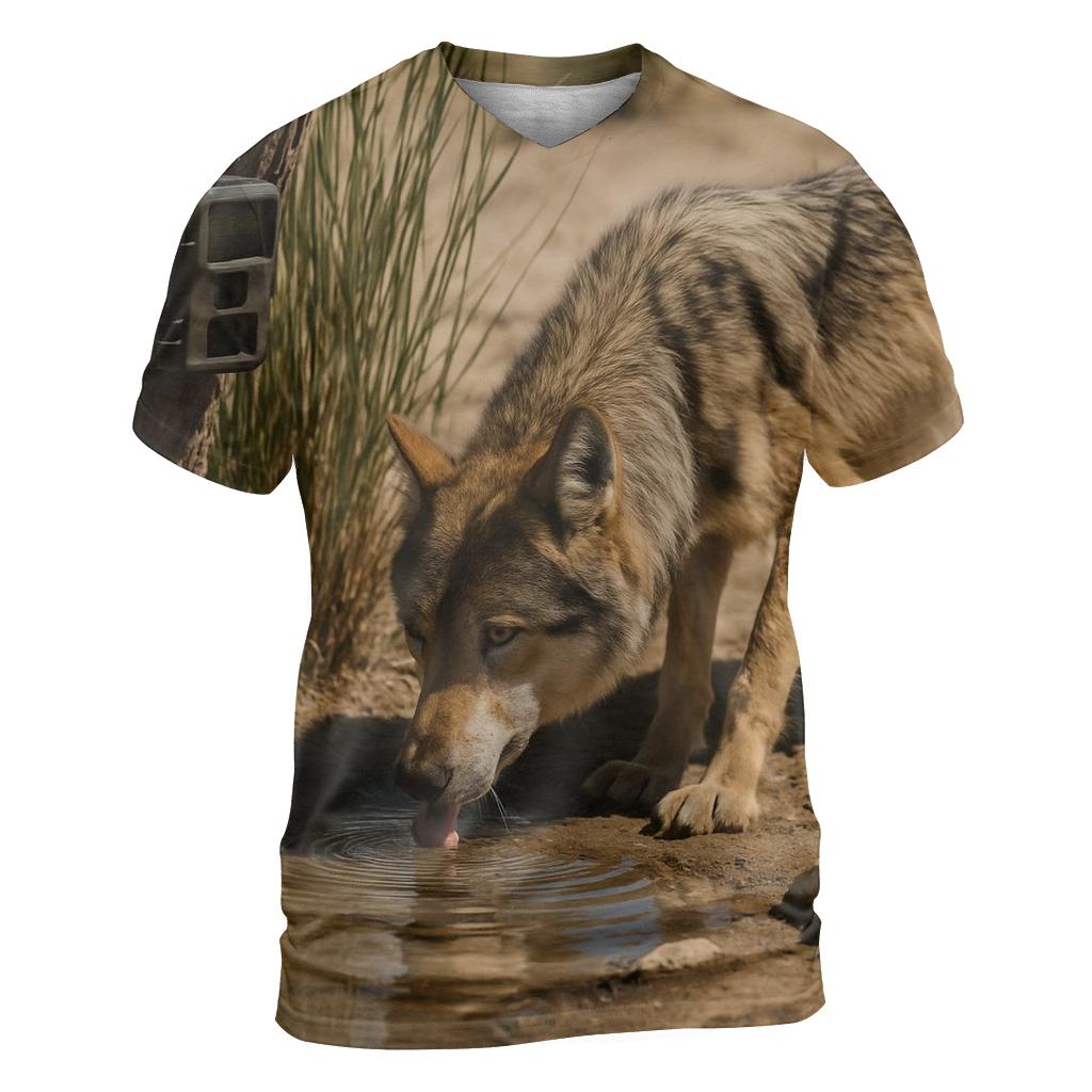Mexican Gray Wolf At A Desert Spring Monitoring Site unique graphic print tees