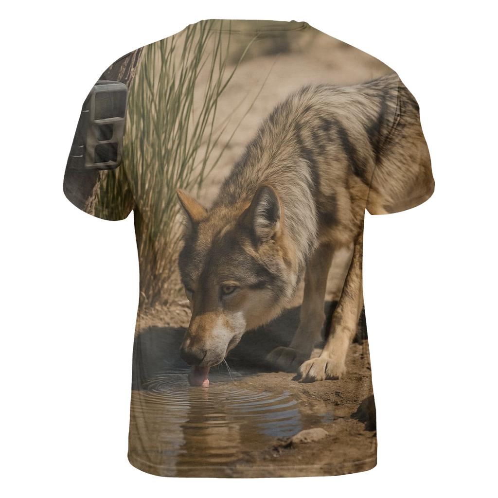 Mexican Gray Wolf At A Desert Spring Monitoring Site unique graphic print tees