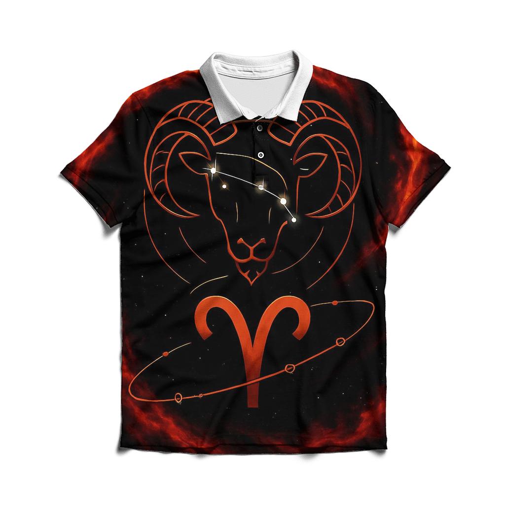 Aries Fire Ram Retrograde Orbit Emblem custom polo shirts