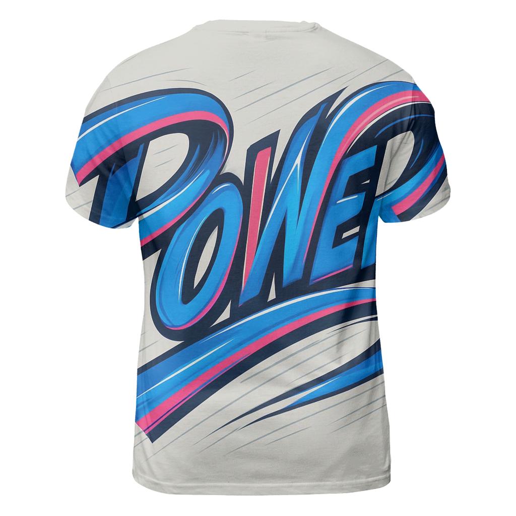 Kinetic Ribbon Typography Burst vibrant all-over design tees