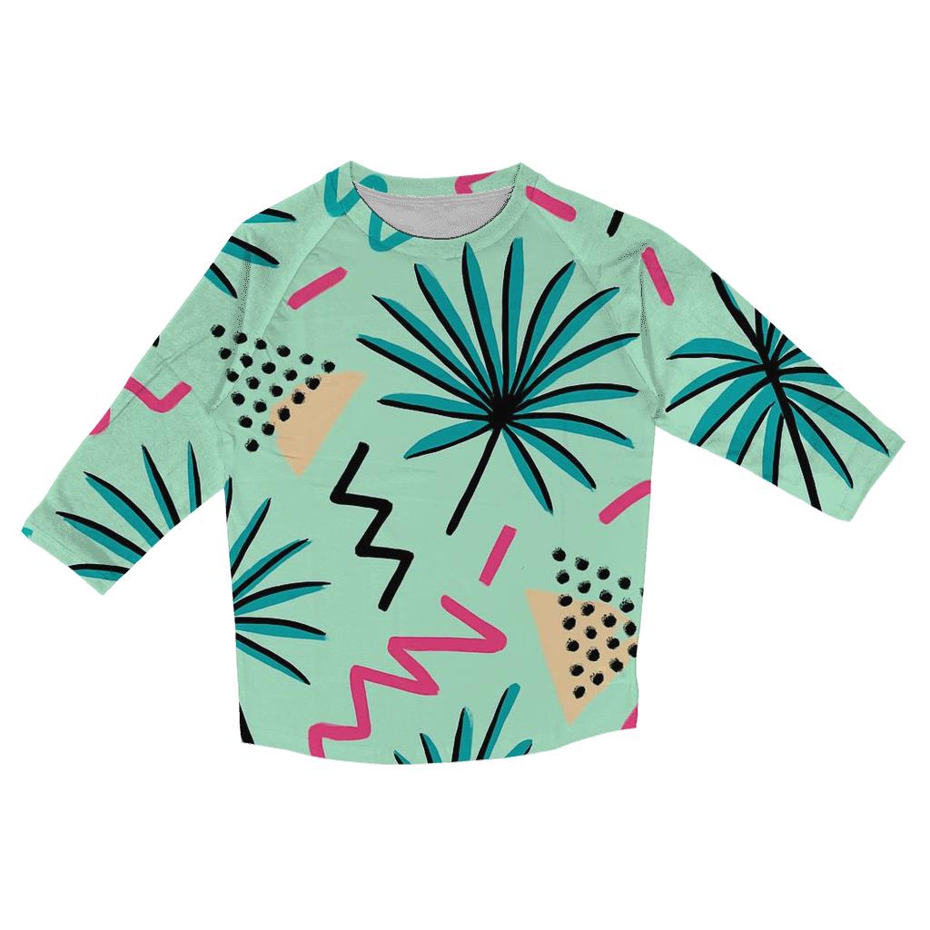 Pastel Memphis Palm Parade stylish quarter sleeve tops