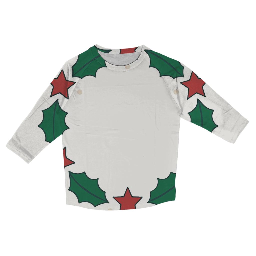 Starlit Holly Orbit Wreath fashion 3/4 sleeve shirts