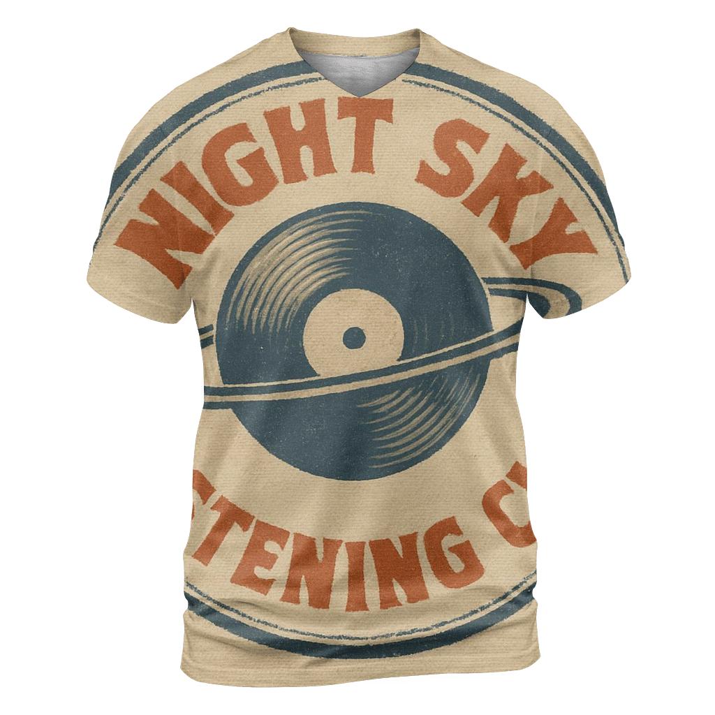 Seventies Vinyl Record Astronomy Club Badge statement graphic shirts