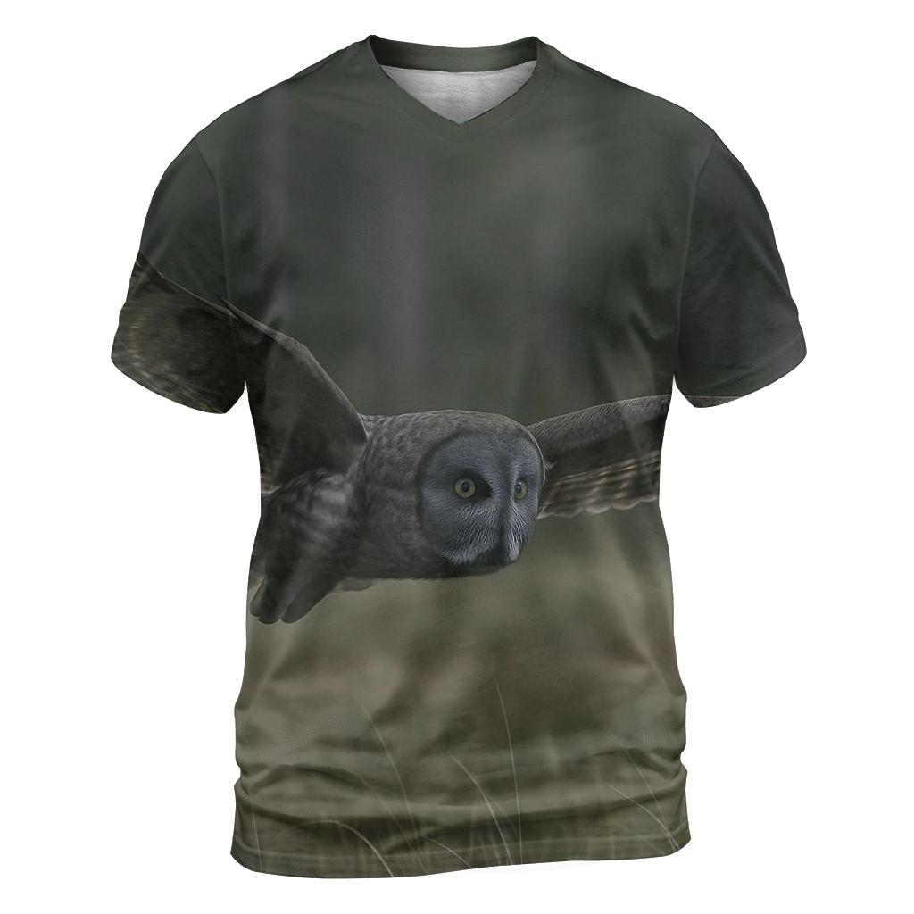 Silent Glide Great Gray Owl trendy printed shirt styles