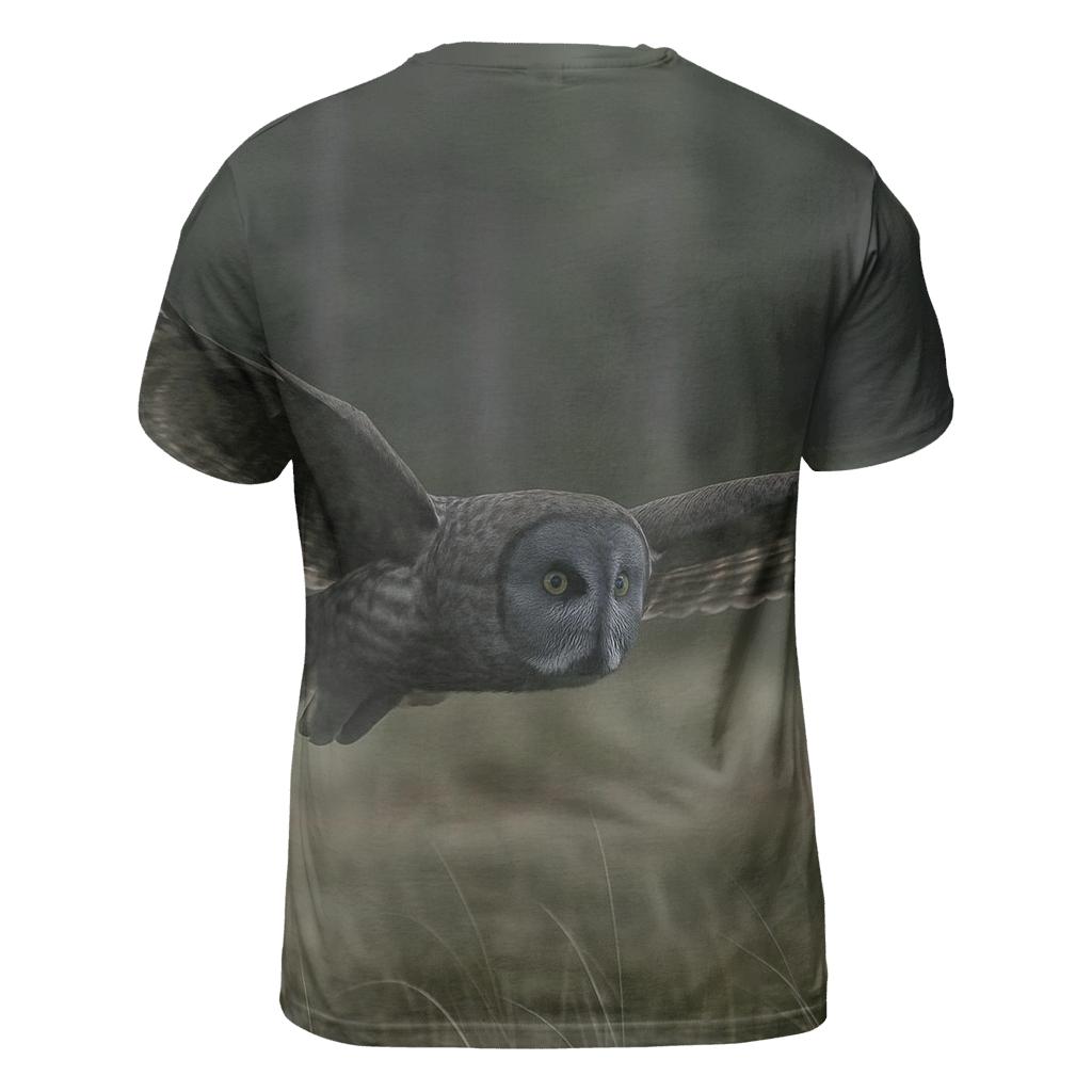 Silent Glide Great Gray Owl trendy printed shirt styles