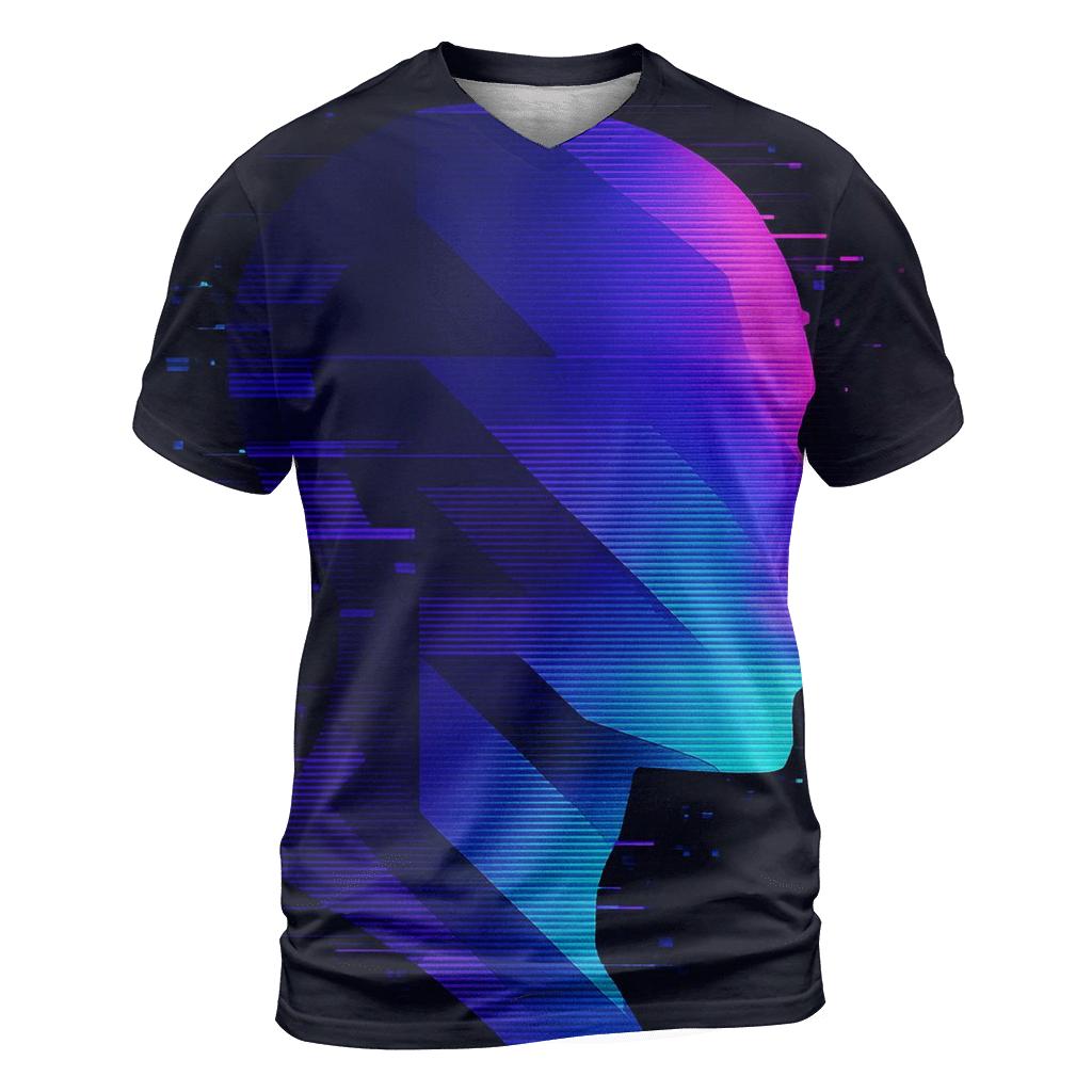 Glitch Prism Portrait Silhouette trendy printed shirt styles