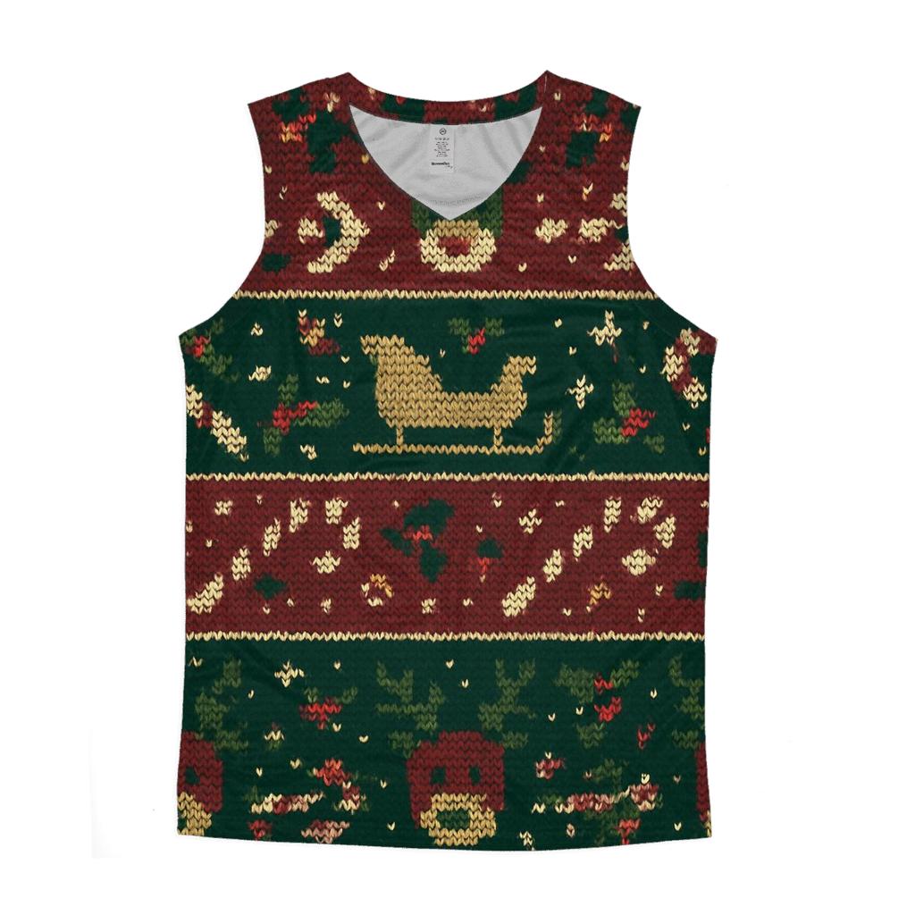 Reindeer Sleigh Traffic Jam Fair Isle Design cotton sleeveless tops