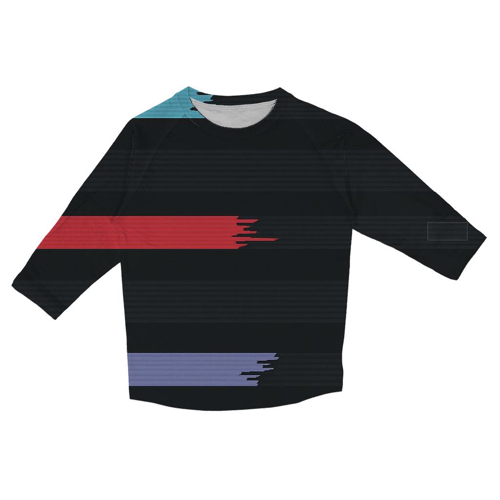 VHS Tracking Wave Stripes cotton quarter sleeve shirts