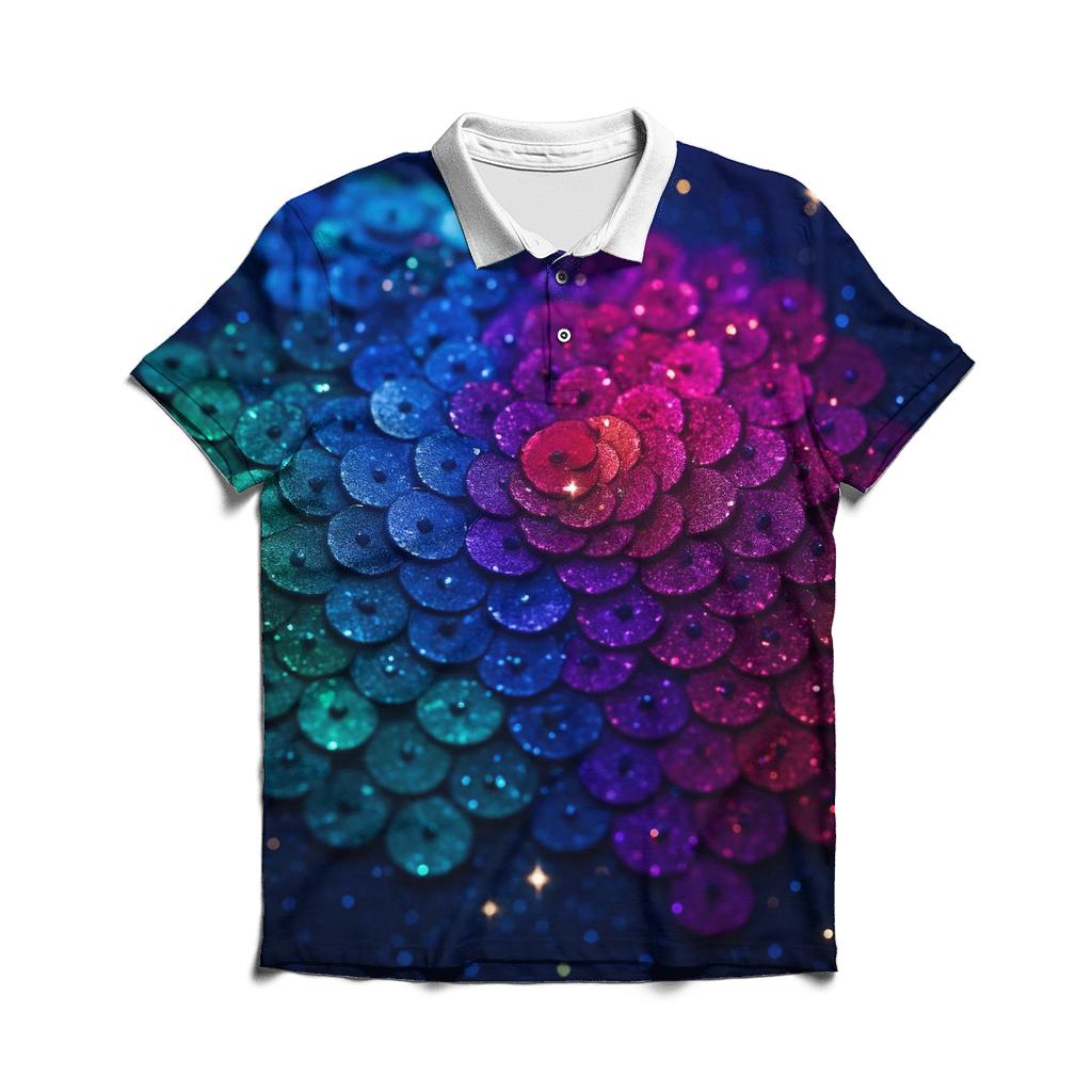 Sequin Nebula Garden embroidered polo tops