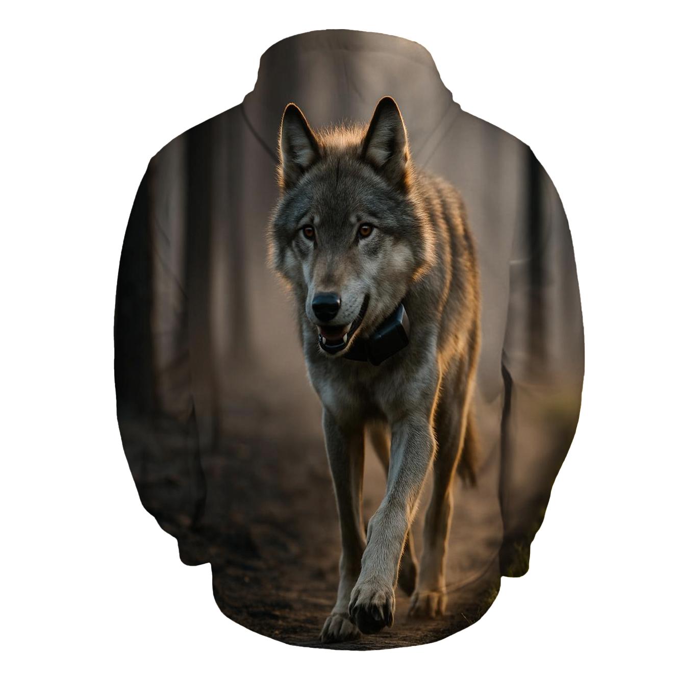 Radio Collared Wolf At The Boreal Firebreak custom hoodies