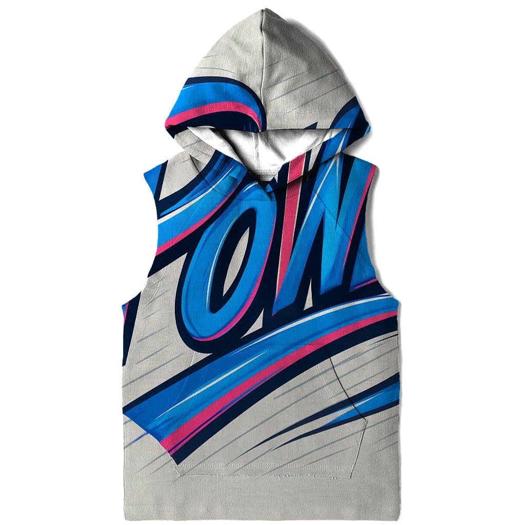 Kinetic Ribbon Typography Burst embroidered hoodies