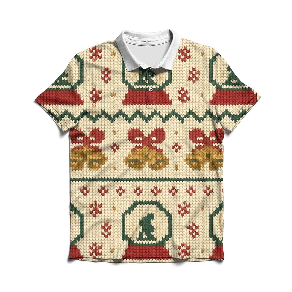 Jingle Bell Snowglobe Stripework Design custom polo shirts