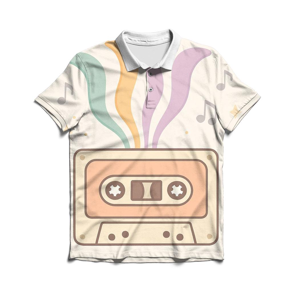 Pastel Cassette Bloom embroidered polo tops