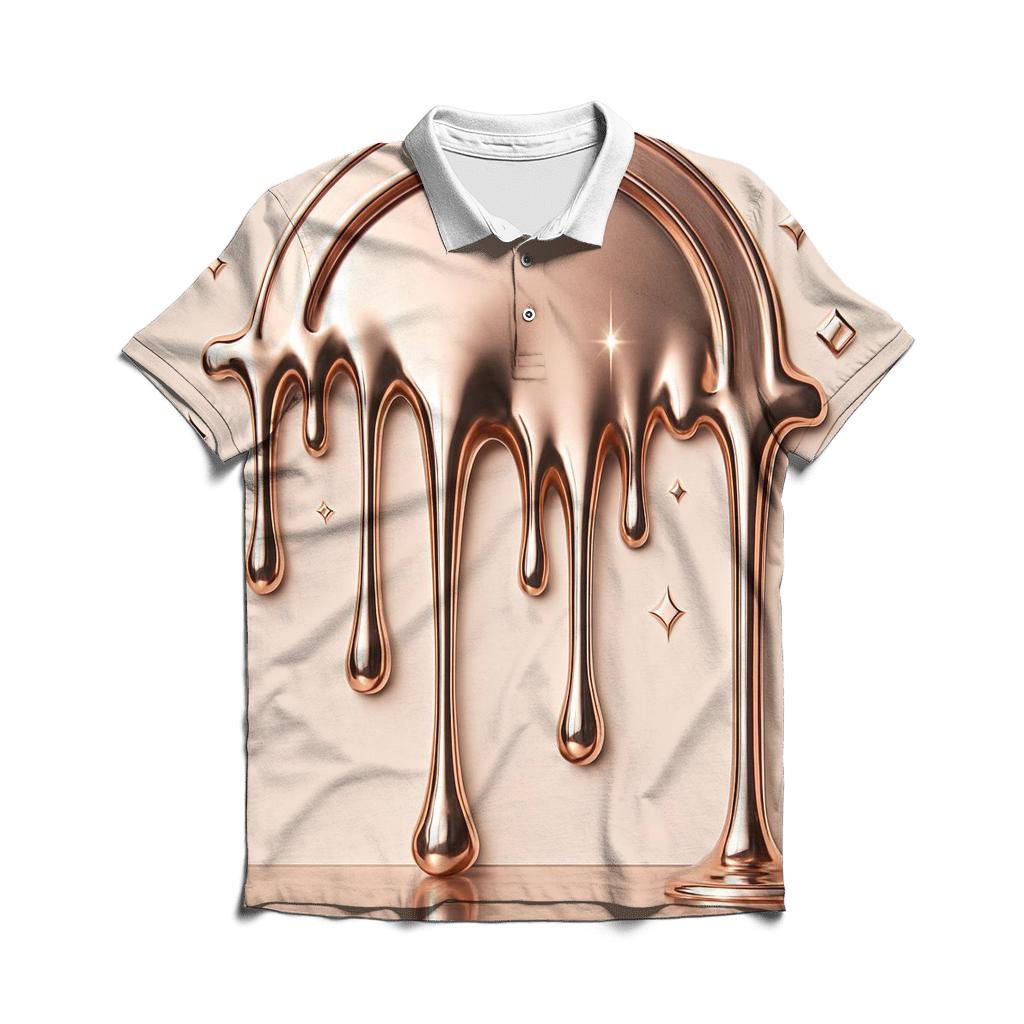 Rose Gold Chrome Drip Cathedral premium cotton polo shirts
