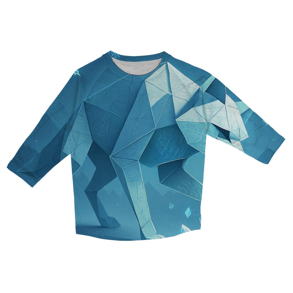 Origami Wolf In Neon Snow custom 3/4 sleeve shirts