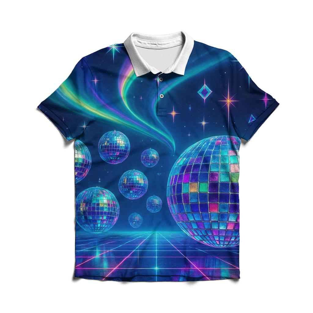 Electric Aurora Disco Array personalized polo shirts