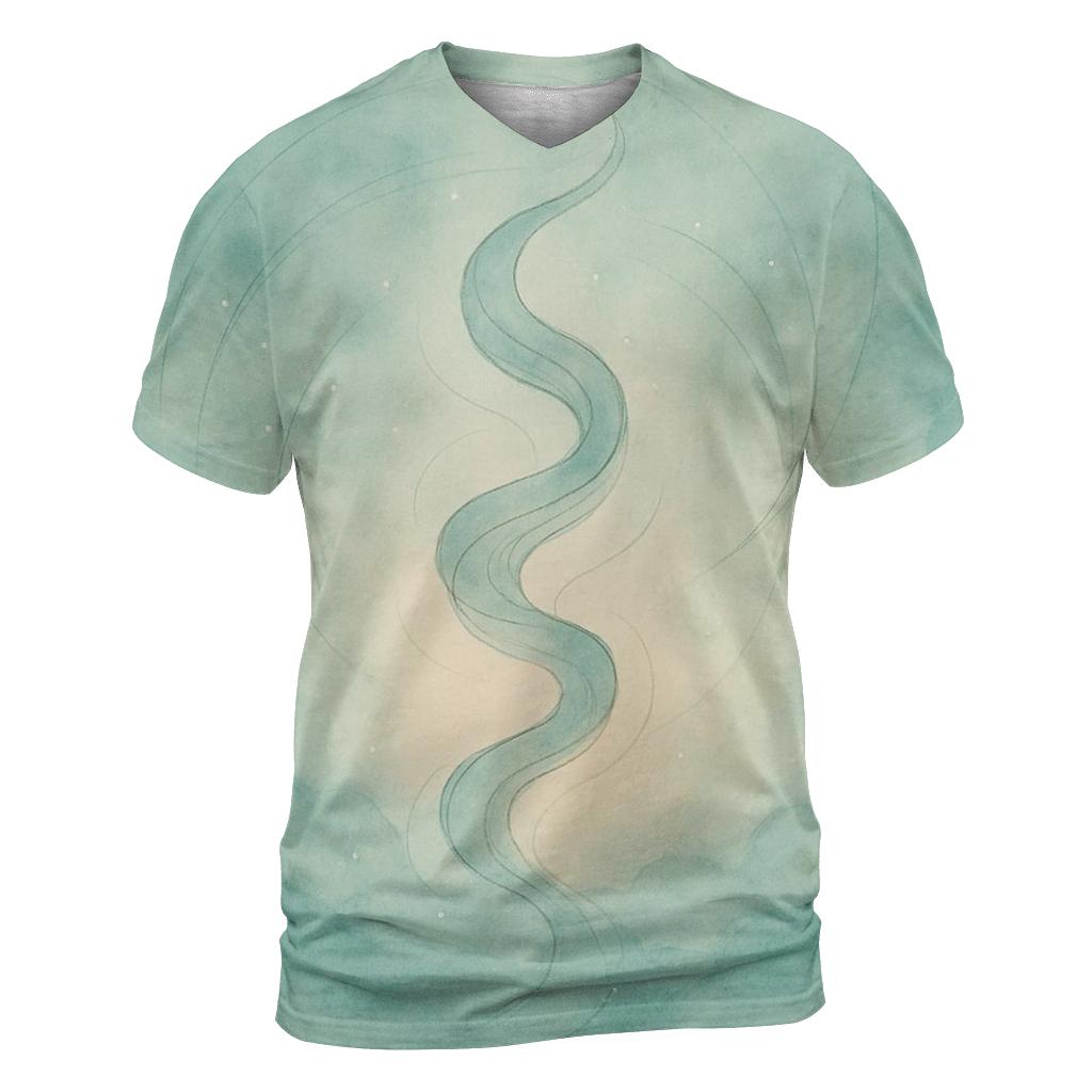 Luminous Breath Ribbons artistic all-over print tops
