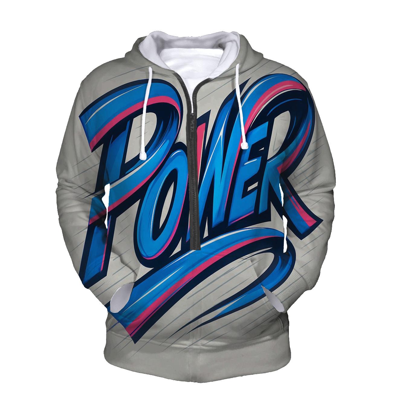 Kinetic Ribbon Typography Burst printed hoodies