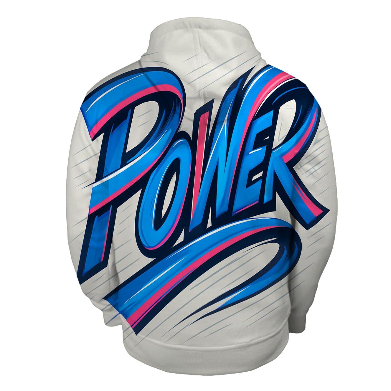 Kinetic Ribbon Typography Burst printed hoodies