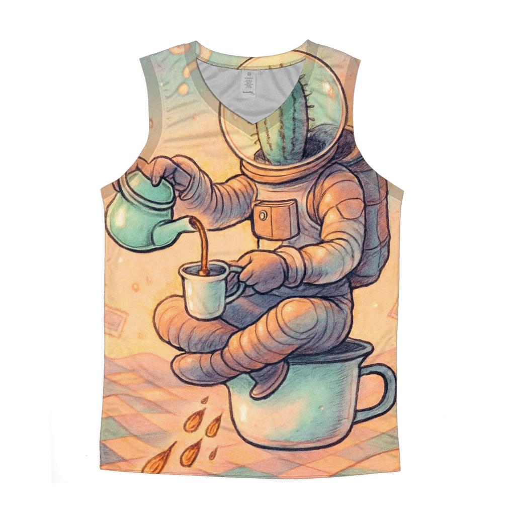 Cactus Astronaut Tea Break sports performance tank tops