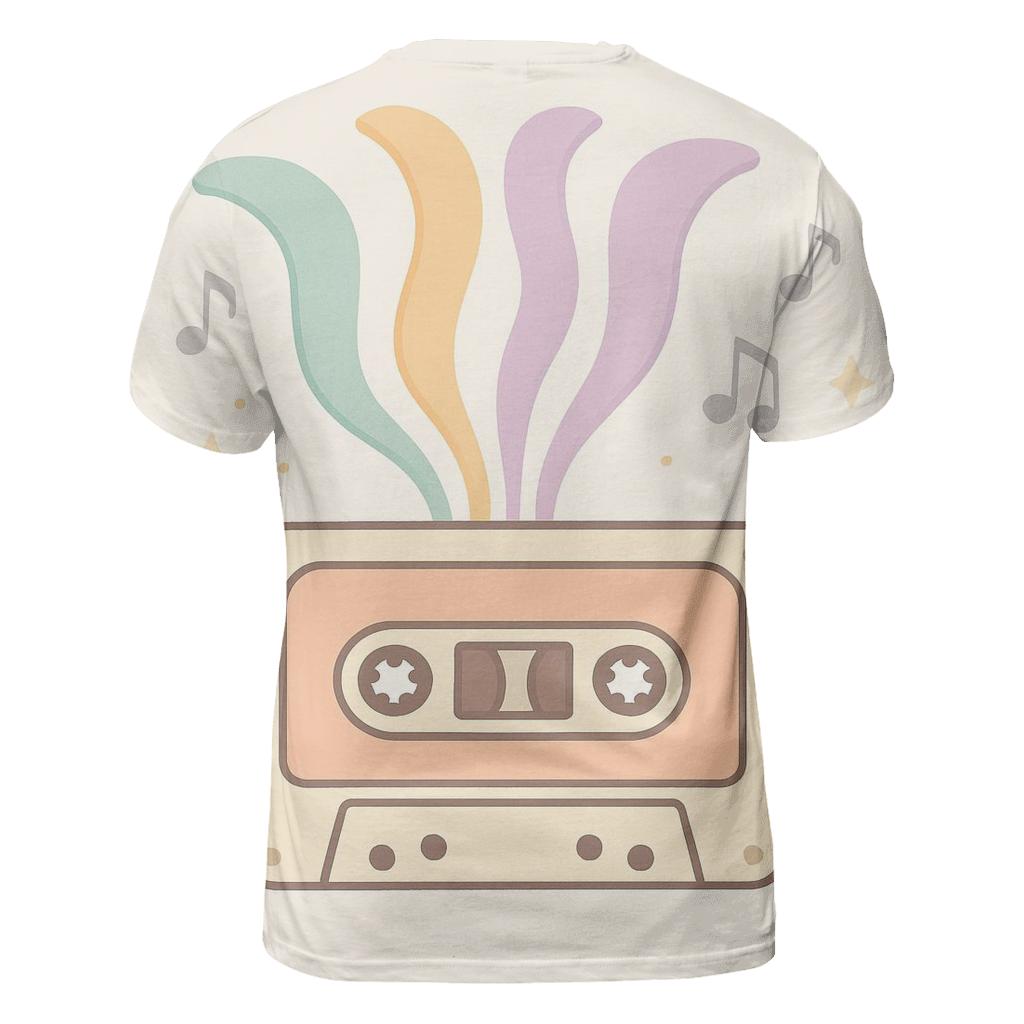 Pastel Cassette Bloom artistic all-over print tops