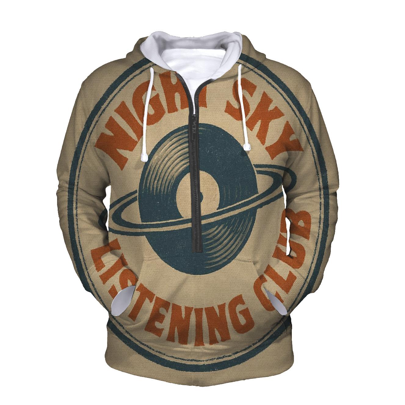Seventies Vinyl Record Astronomy Club Badge heavyweight hoodies