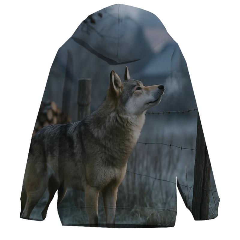 Carpathian Wolf Crossing A Village Orchard Boundary custom hoodies