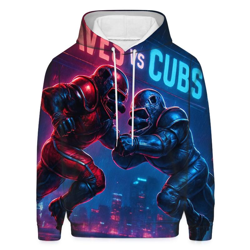 Neon Skyline Gridiron Clash Braves Versus Cubs designer hoodies
