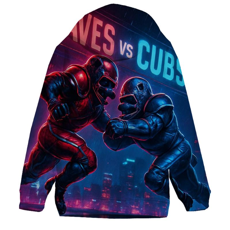 Neon Skyline Gridiron Clash Braves Versus Cubs designer hoodies