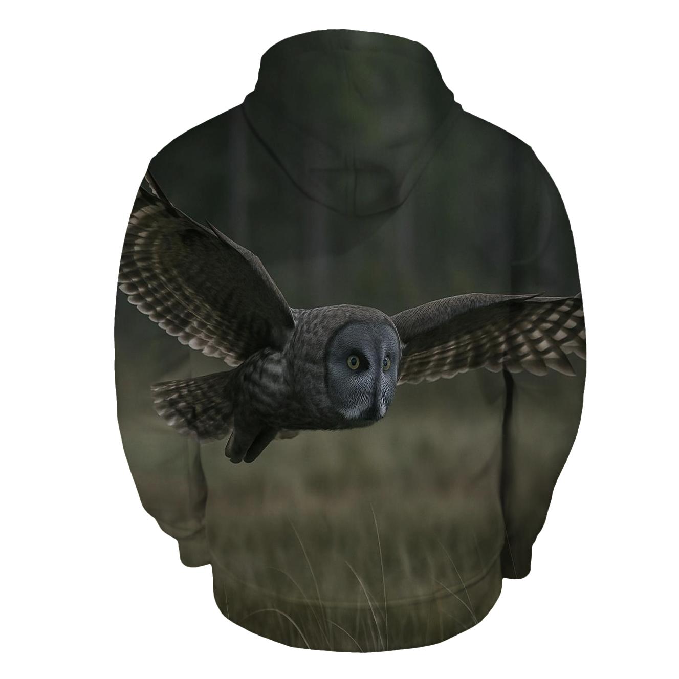 Silent Glide Great Gray Owl printed hoodies