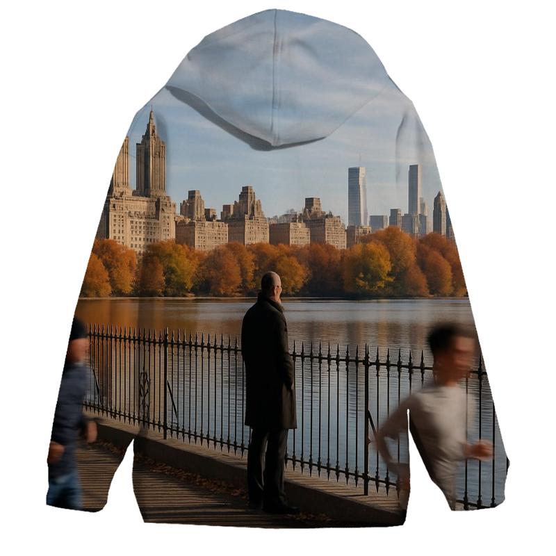 Midtown Skyline Reflections From An Autumn Reservoir pullover hoodies
