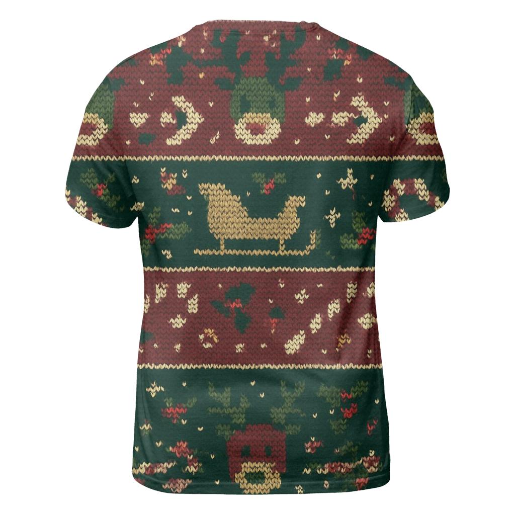 Reindeer Sleigh Traffic Jam Fair Isle Design artistic all-over print tops