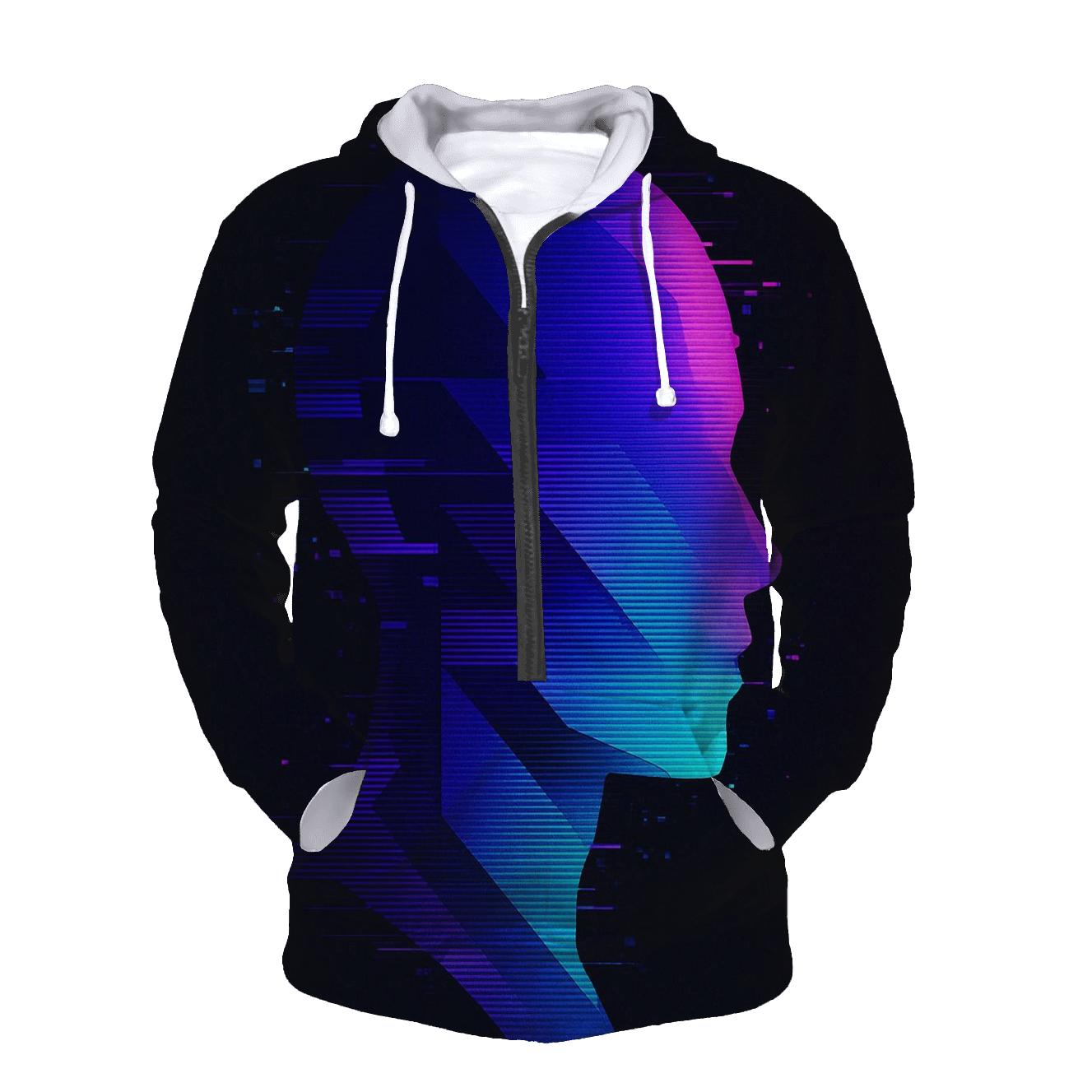 Glitch Prism Portrait Silhouette hoodie styles