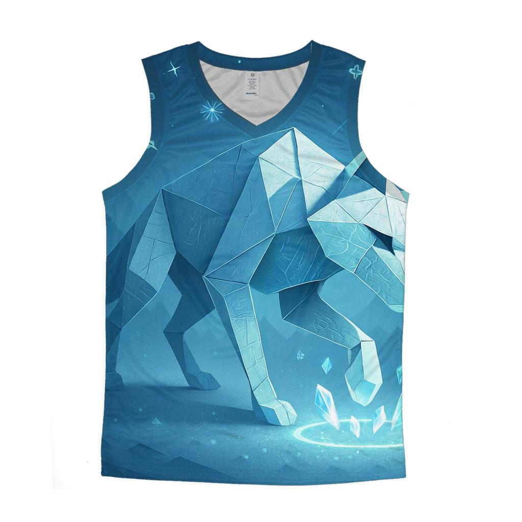 Origami Wolf In Neon Snow cotton sleeveless tops