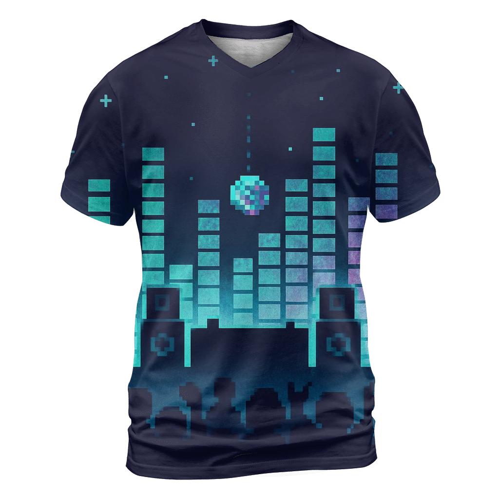 Holographic Pixel Stage Panorama artistic all-over print tops