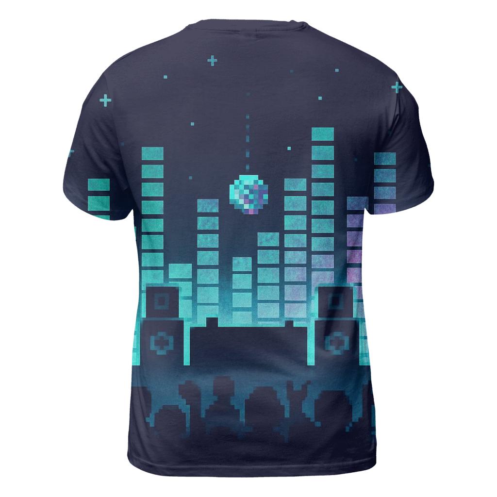 Holographic Pixel Stage Panorama artistic all-over print tops